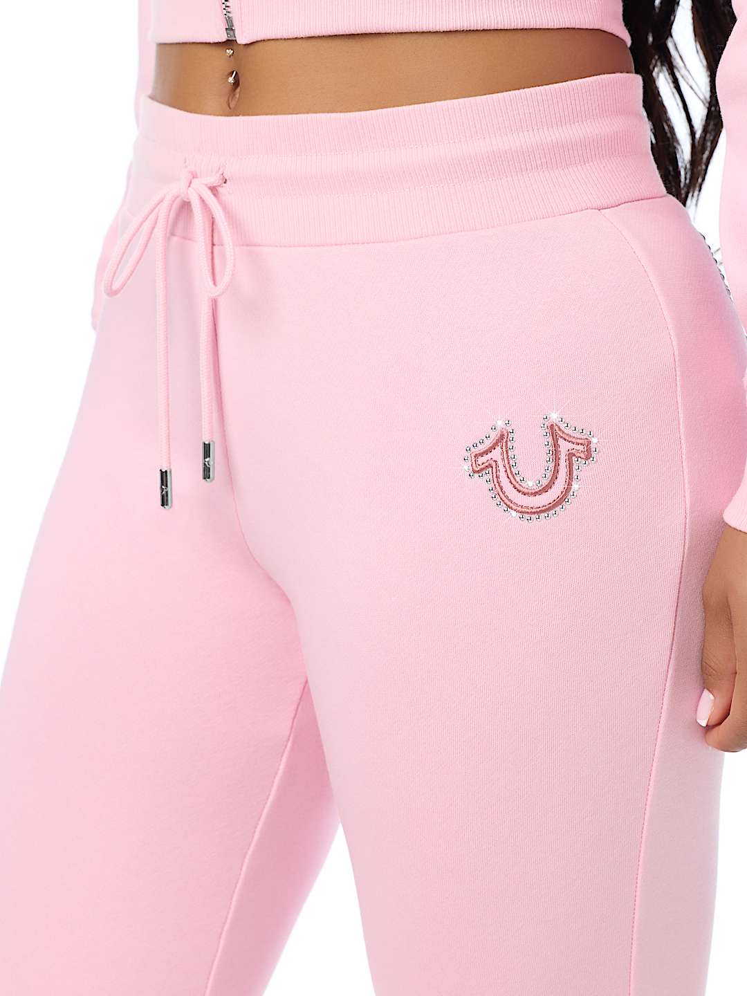 STUDDED MID RISE FLARE SWEATPANT