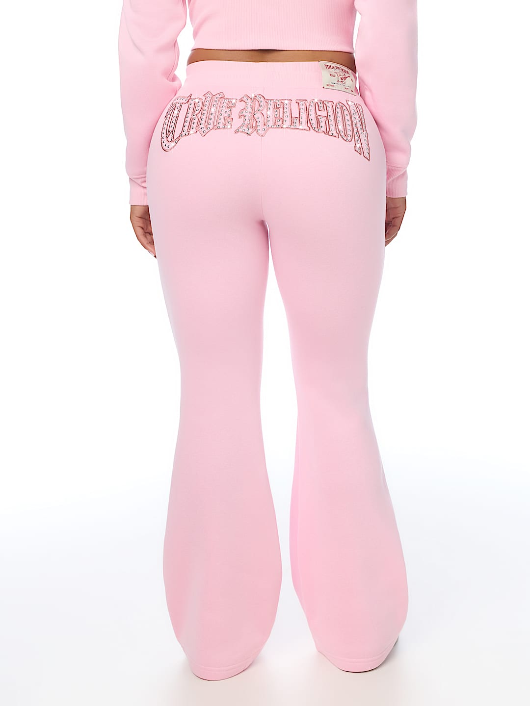 STUDDED MID RISE FLARE SWEATPANT