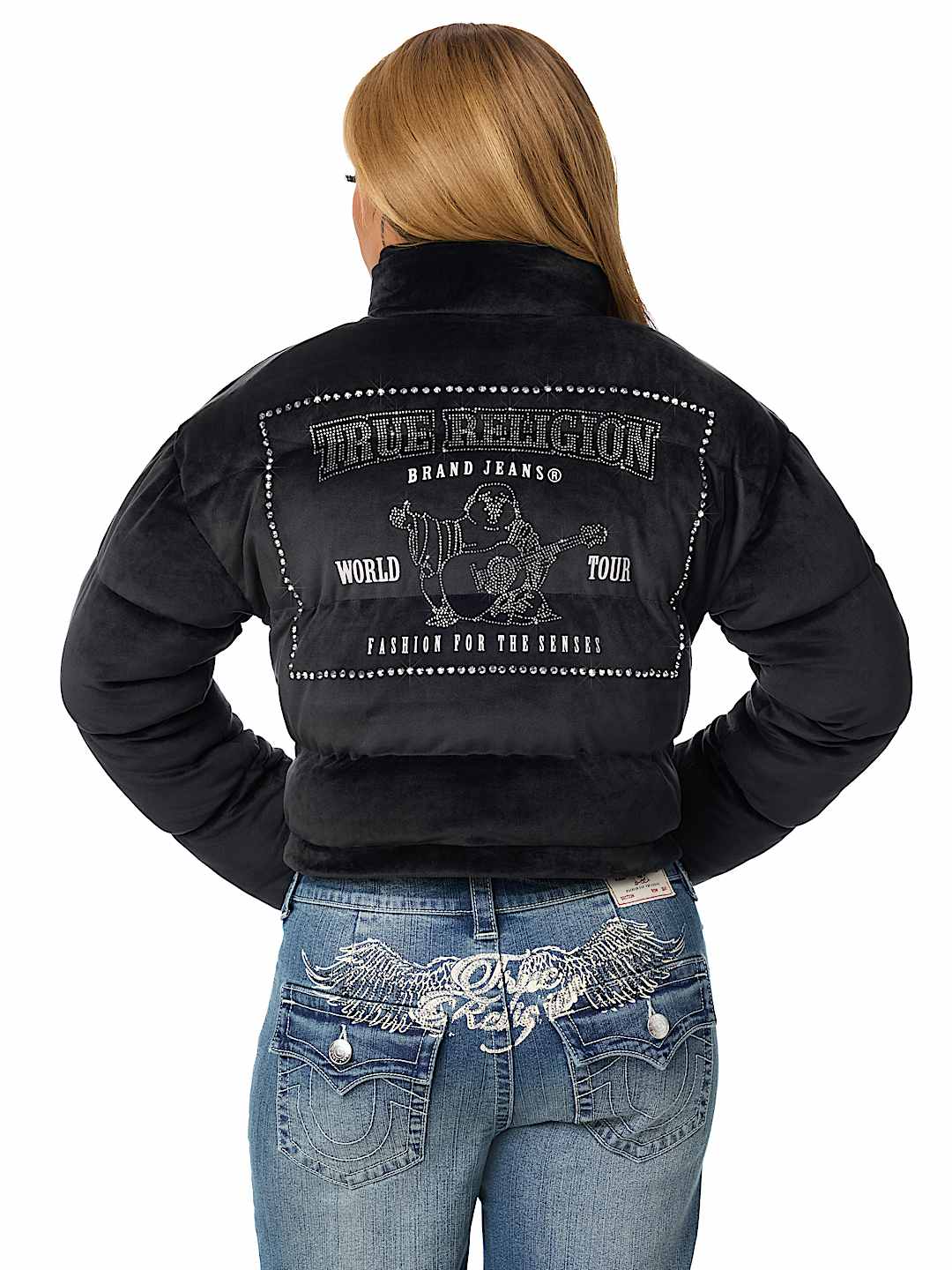 CRYSTAL VELVET PUFFER JACKET