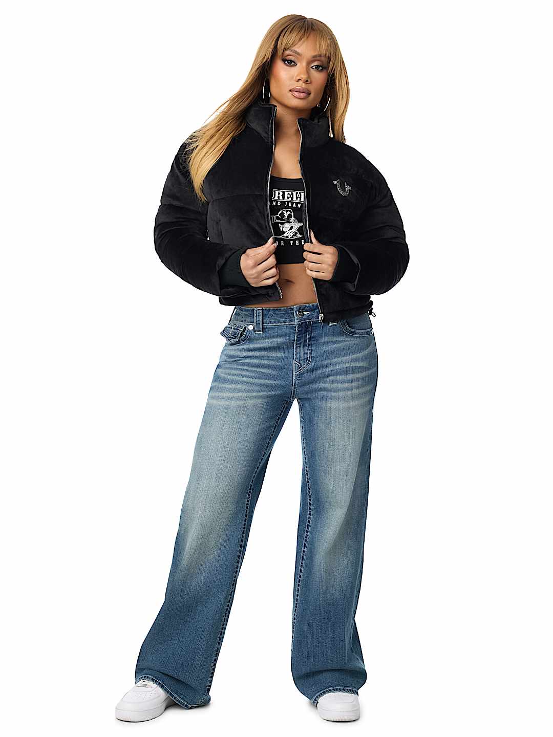 CRYSTAL VELVET PUFFER JACKET
