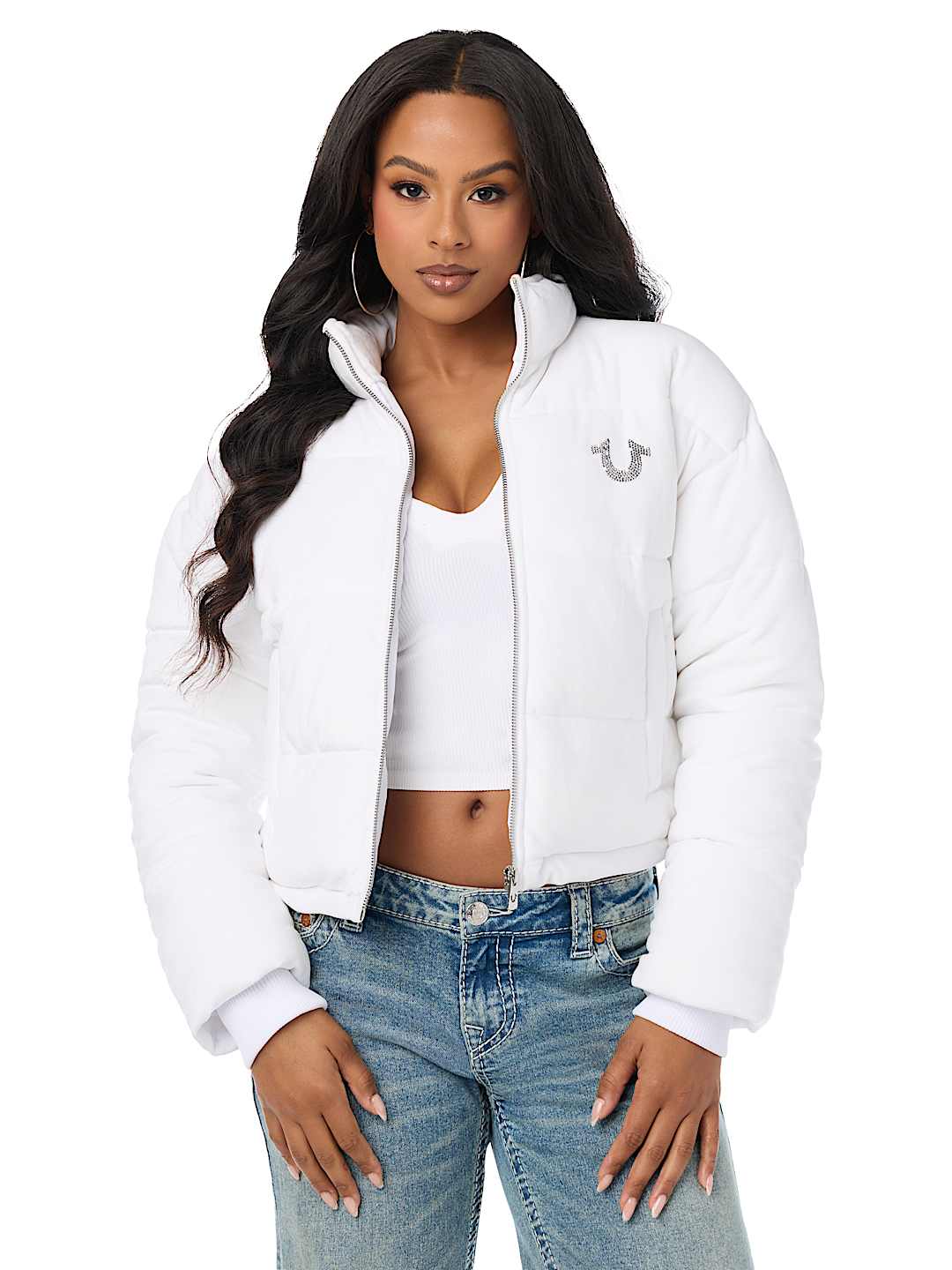 CRYSTAL VELVET PUFFER JACKET