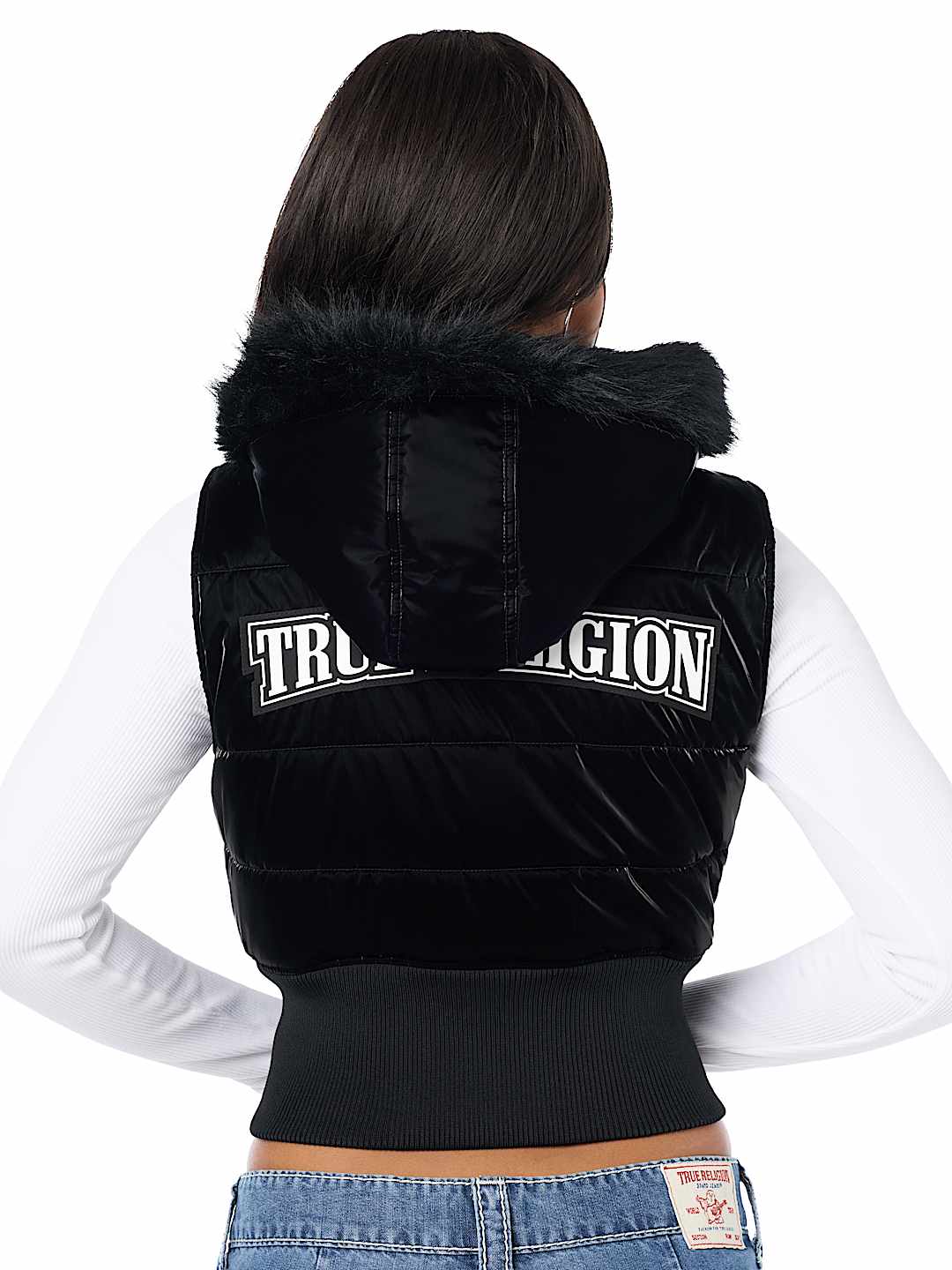 IRIDESCENT FAUX FUR PUFFER VEST