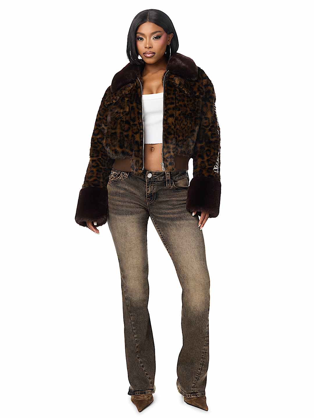 LEOPARD FAUX FUR JACKET
