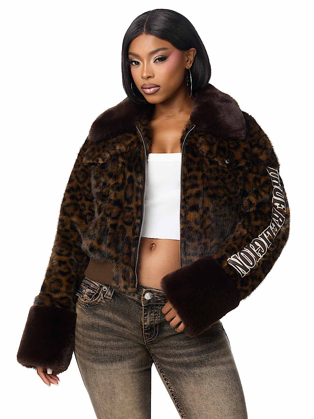 LEOPARD FAUX FUR JACKET