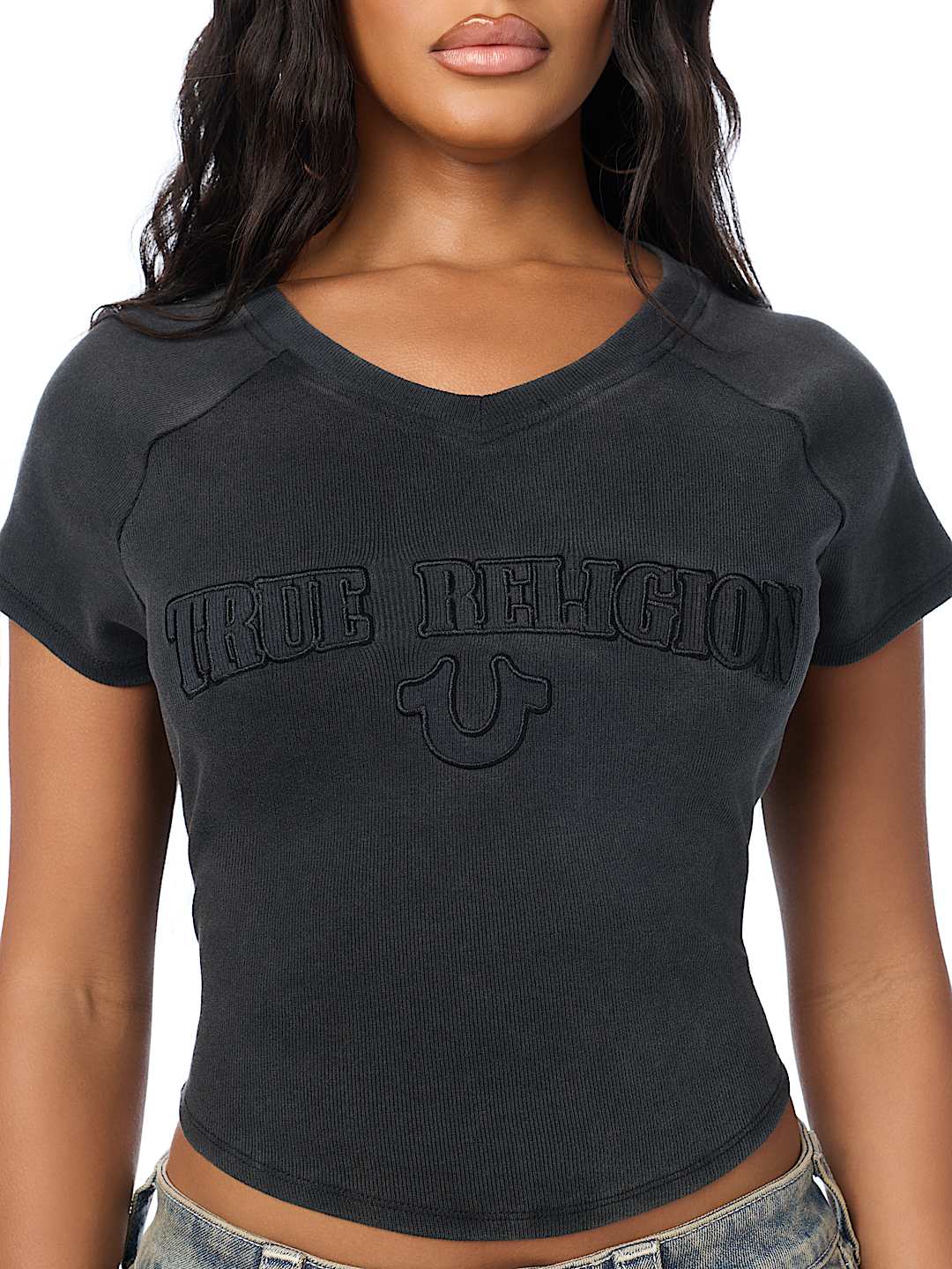 EMBROIDERED WASHED RIBBED BABY TEE