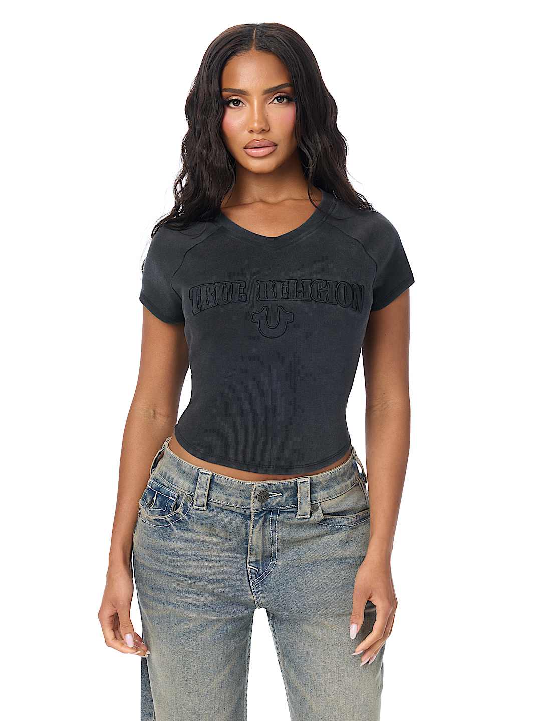 EMBROIDERED WASHED RIBBED BABY TEE