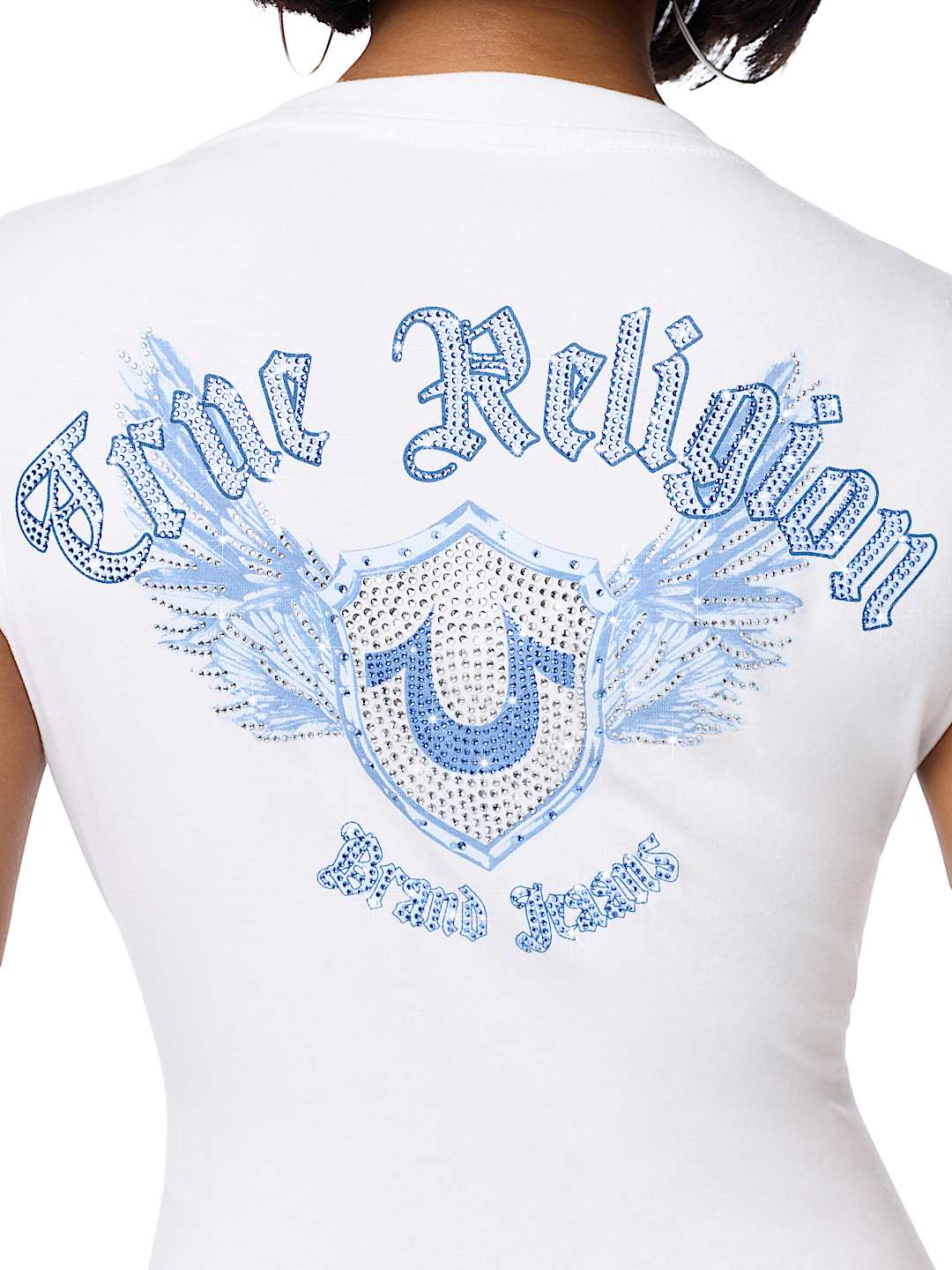 CRYSTAL WING PLUNGE  TEE