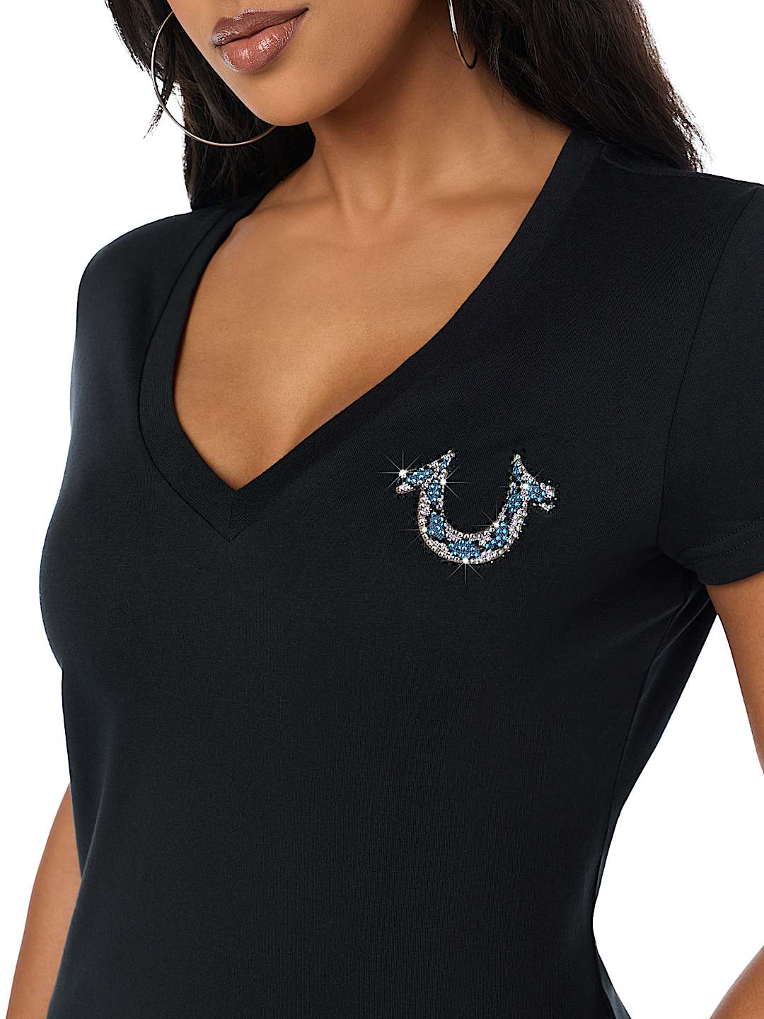 CRYSTALIZED SNAKESKIN V-NECK TEE