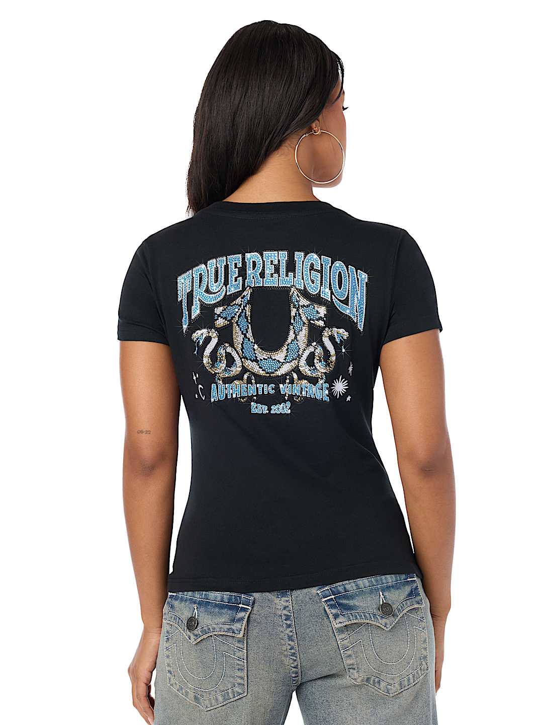 CRYSTALIZED SNAKESKIN V-NECK TEE