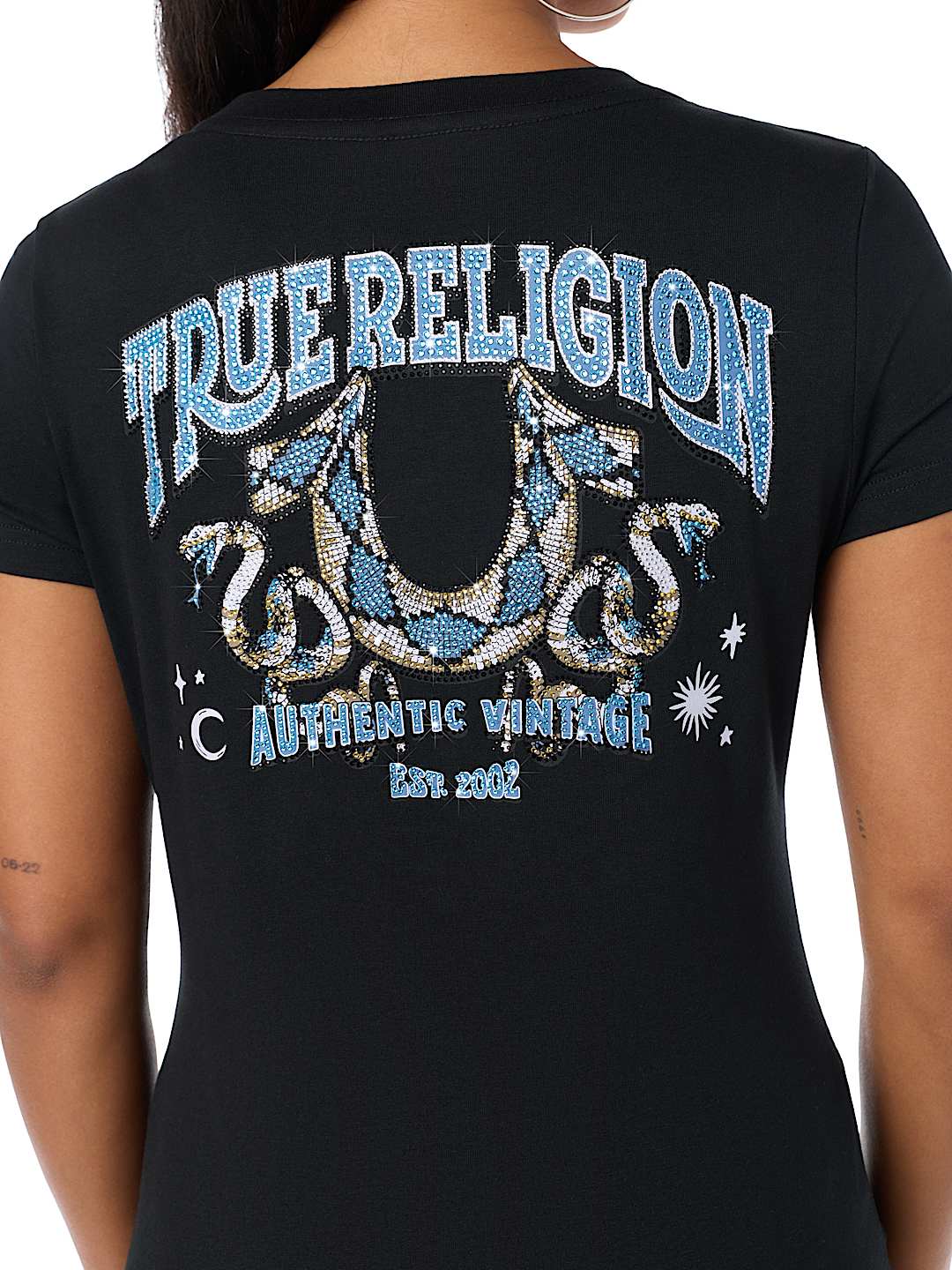 CRYSTALIZED SNAKESKIN V-NECK TEE