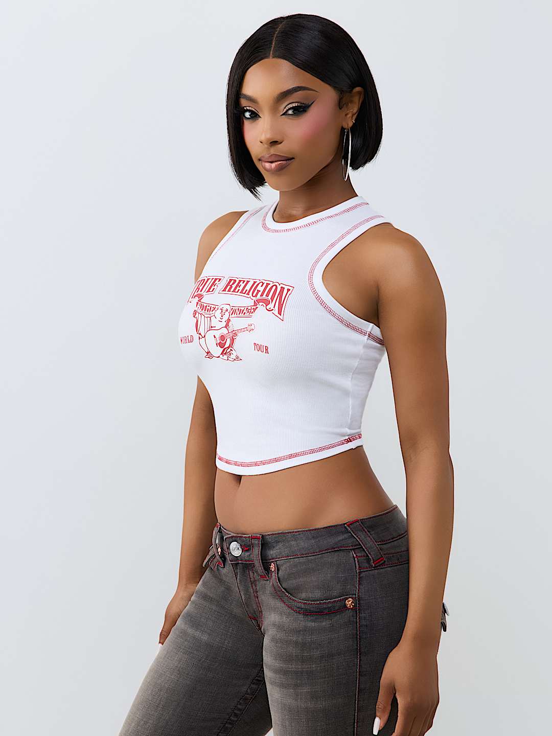 CAMISETA SIN MANGAS ACANALADA CON BUDDHA CL&Aacute;SICA