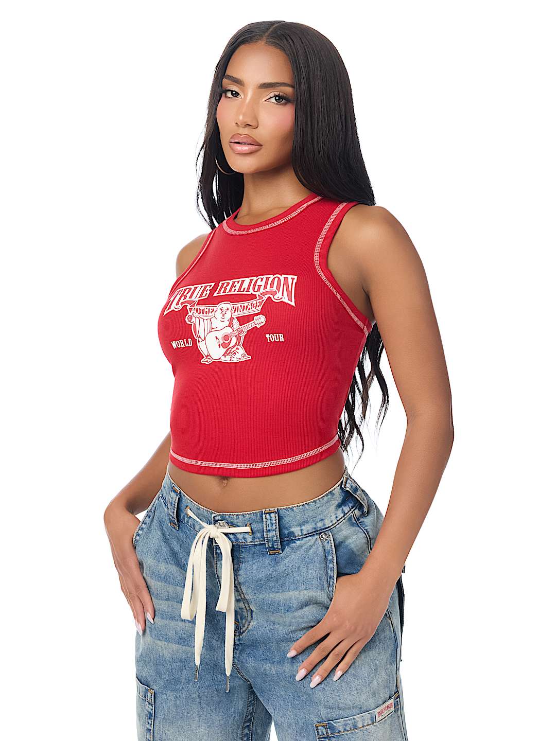 CAMISETA SIN MANGAS ACANALADA CON BUDDHA CL&Aacute;SICA