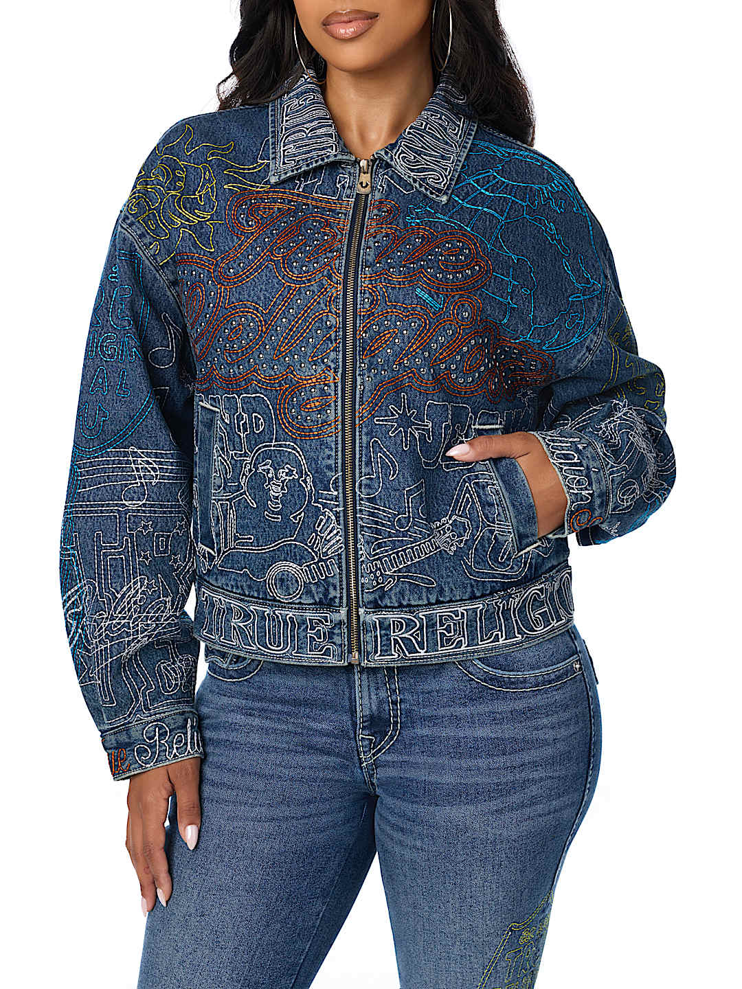 EMBROIDERED GIRLFRIEND DENIM JACKET