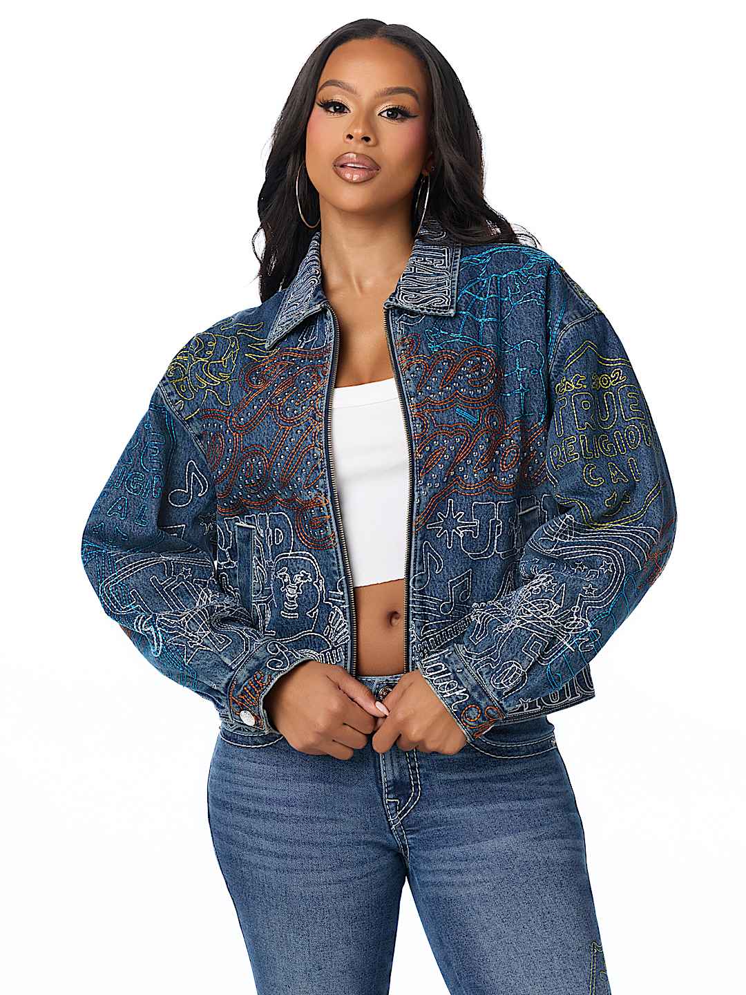 EMBROIDERED GIRLFRIEND DENIM JACKET