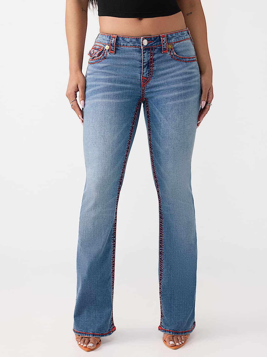 BECCA MID RISE SUPER T FLAP BOOTCUT JEAN, image 2