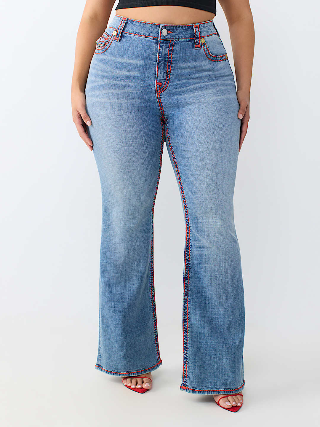 PLUS BECCA MID RISE SUPER T FLAP BOOTCUT JEAN