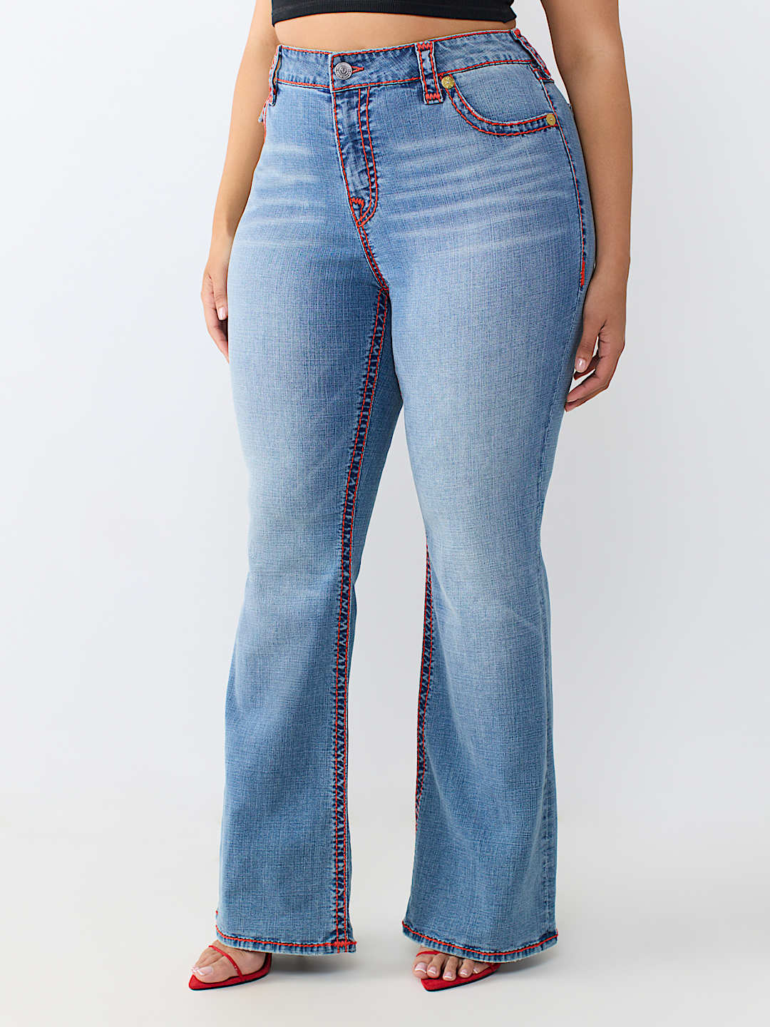 PLUS BECCA MID RISE SUPER T FLAP BOOTCUT JEAN