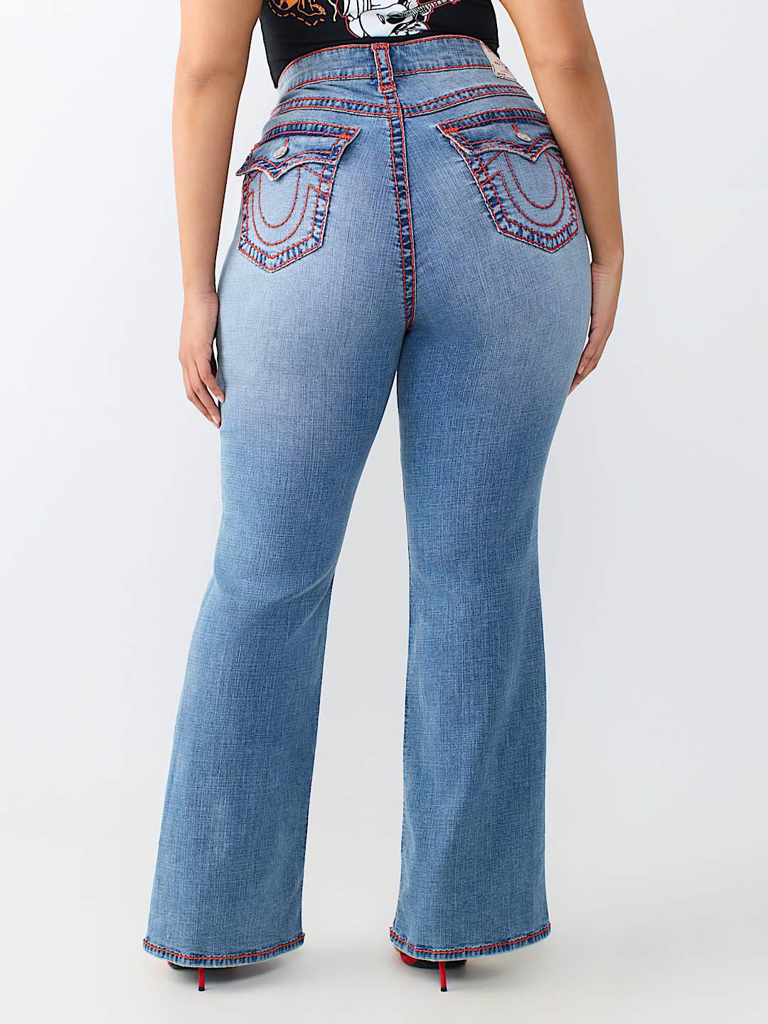 PLUS BECCA MID RISE SUPER T FLAP BOOTCUT JEAN