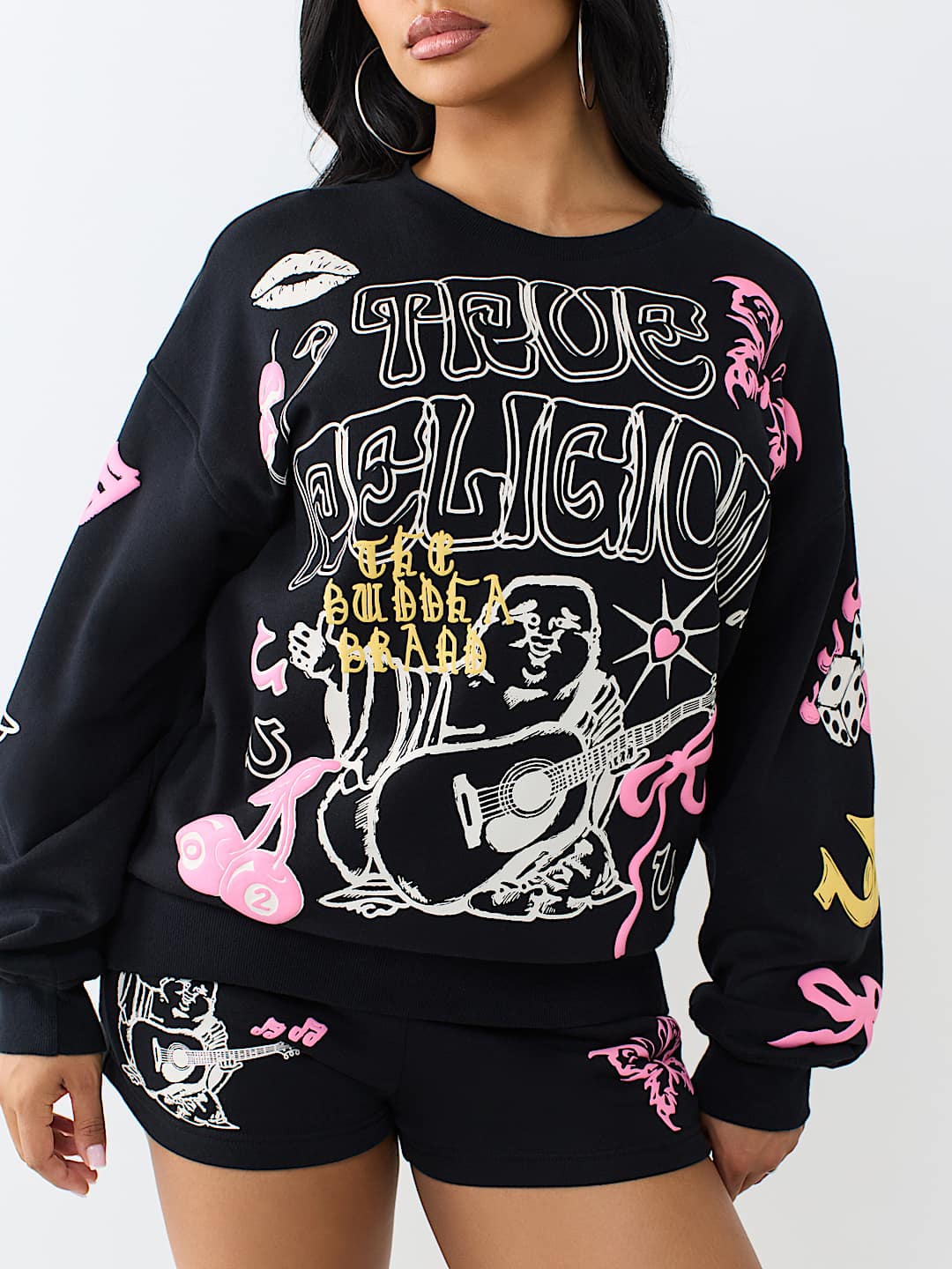 DOODLE ALLOVER PRINT BOYFRIEND PULLOVER 