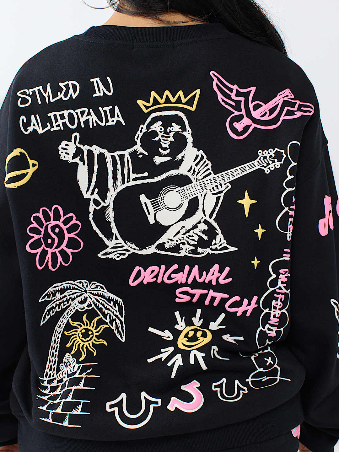 DOODLE ALLOVER PRINT BOYFRIEND PULLOVER 