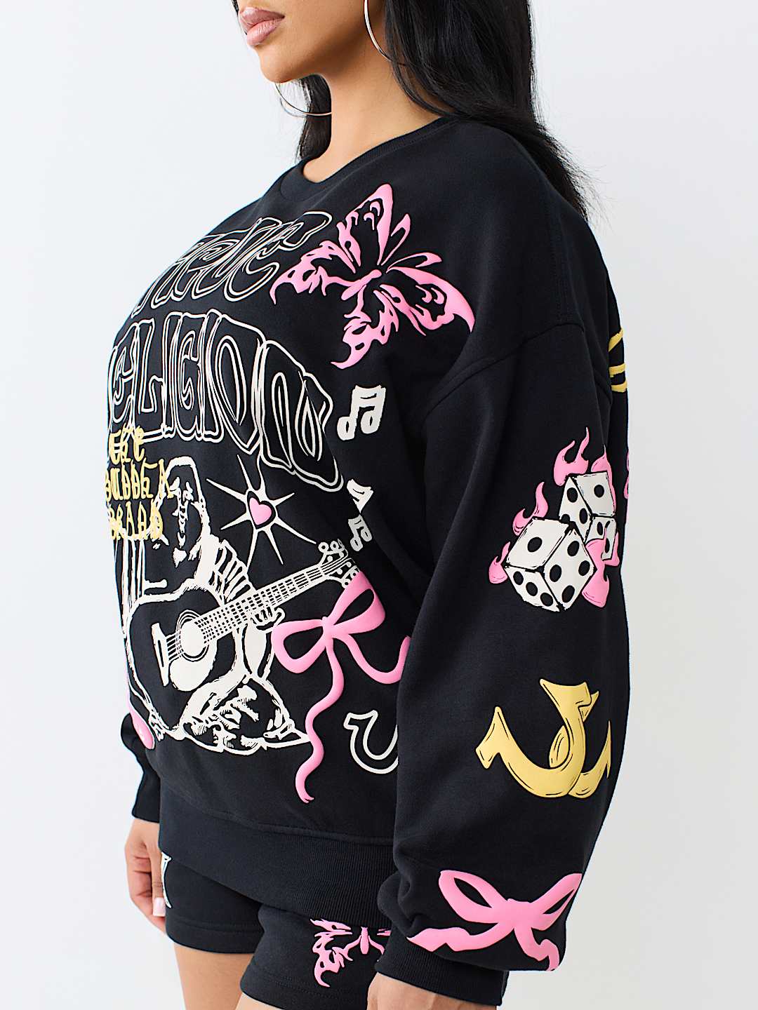 DOODLE ALLOVER PRINT BOYFRIEND PULLOVER 