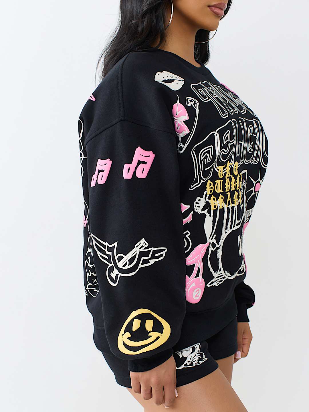 DOODLE ALLOVER PRINT BOYFRIEND PULLOVER 