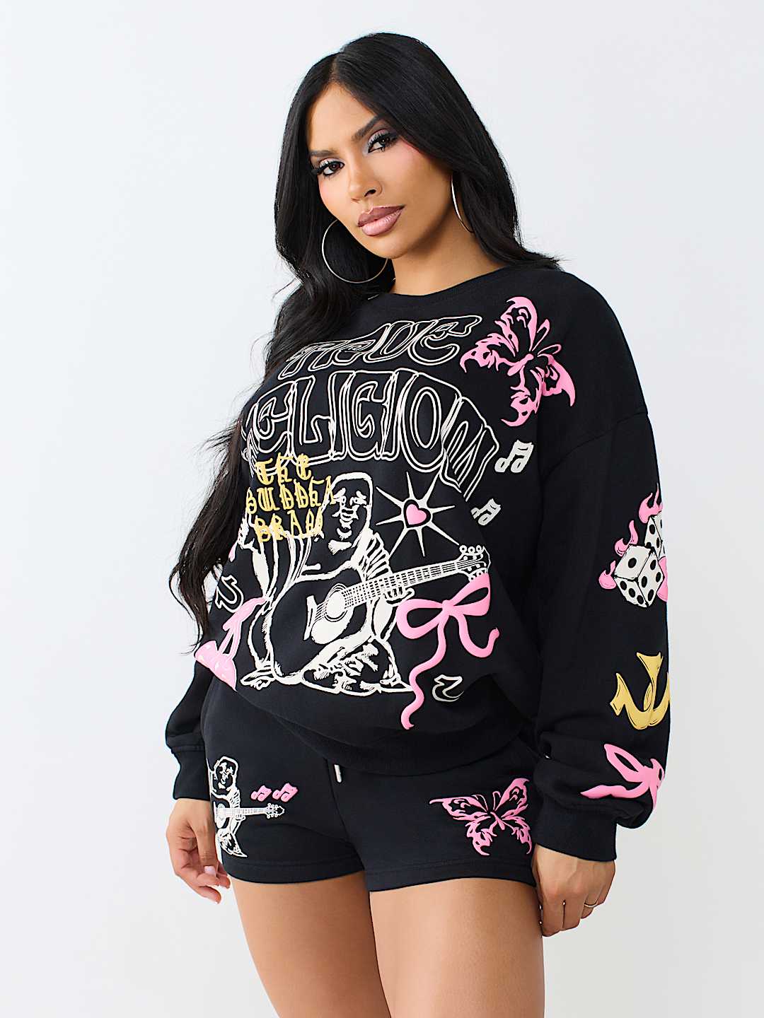 DOODLE ALLOVER PRINT BOYFRIEND PULLOVER 