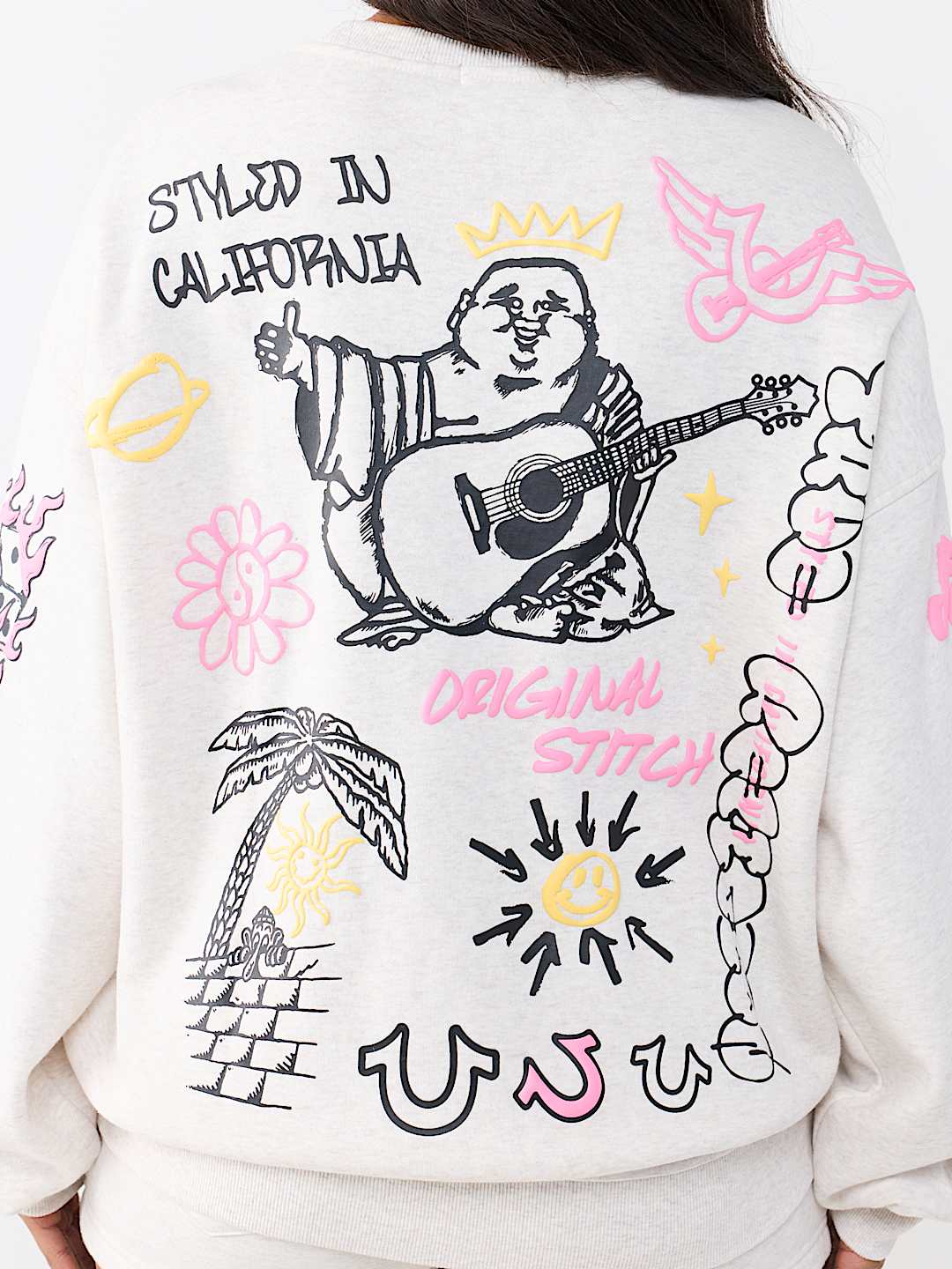 DOODLE ALLOVER PRINT BOYFRIEND PULLOVER 