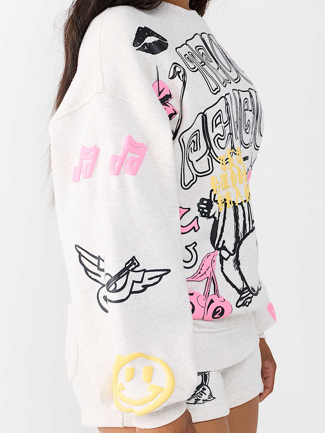 DOODLE ALLOVER PRINT BOYFRIEND PULLOVER 
