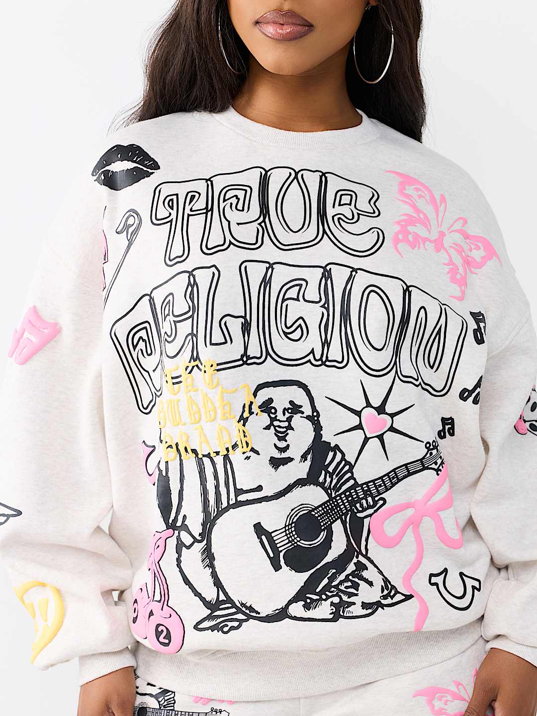 DOODLE ALLOVER PRINT BOYFRIEND PULLOVER 