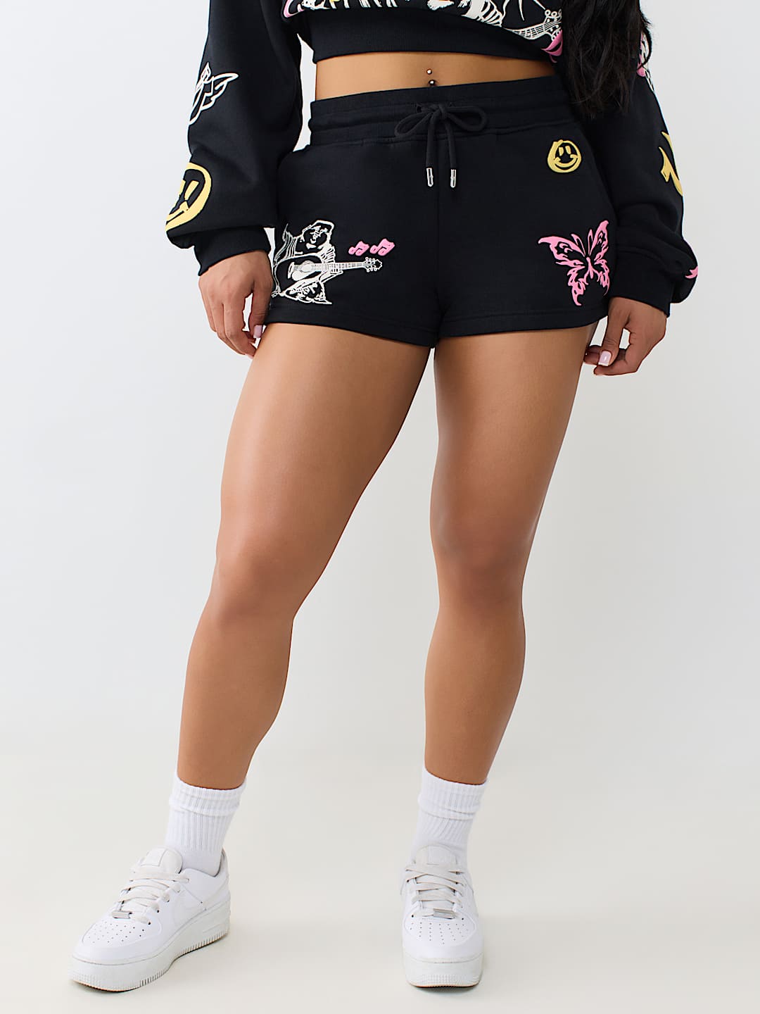 DOODLE MID RISE LOUNGE FLEECE SHORT