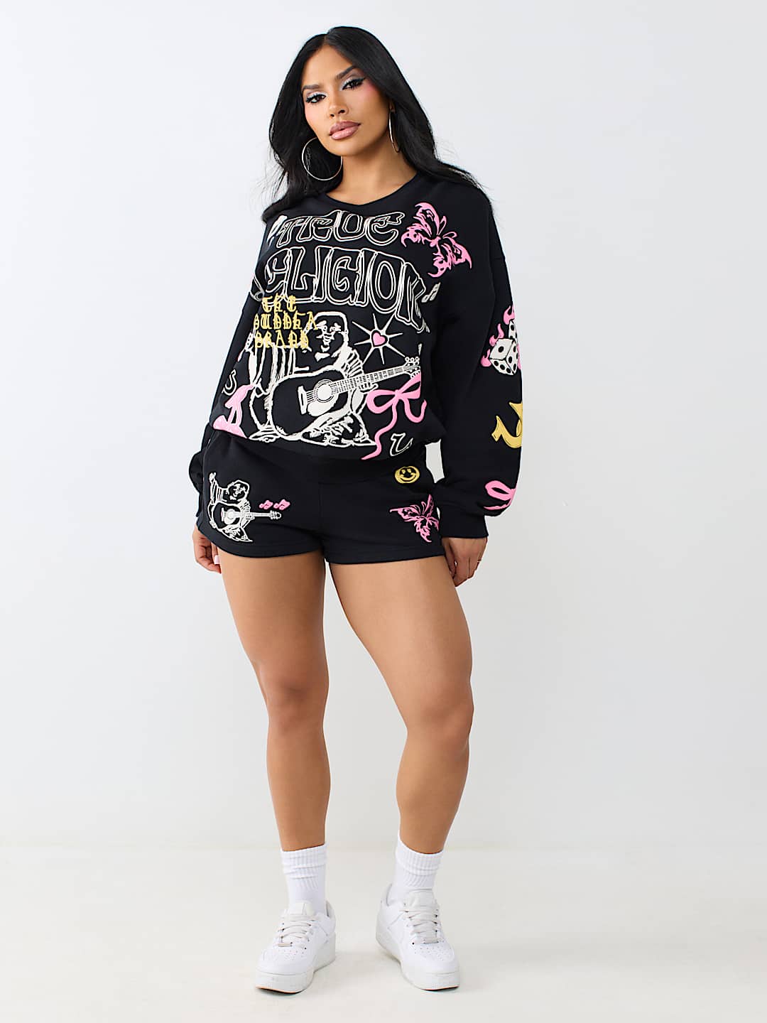 DOODLE MID RISE LOUNGE FLEECE SHORT