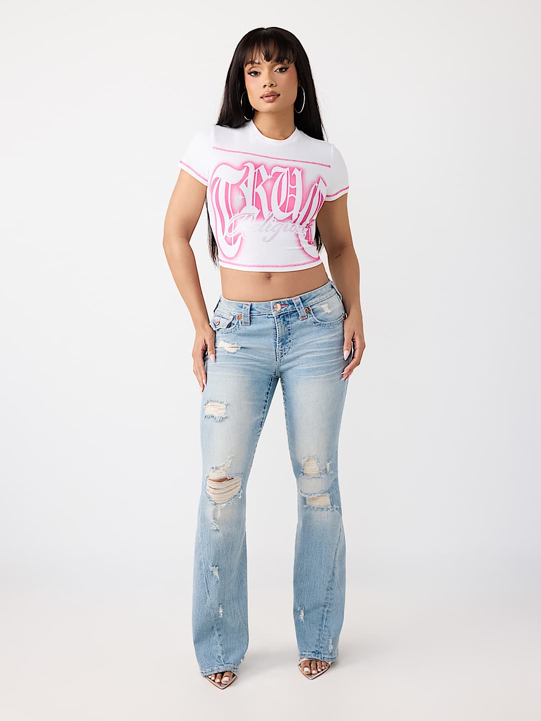 T-SHIRT COURT AVEC LOGO EN CRISTAUX, image 3