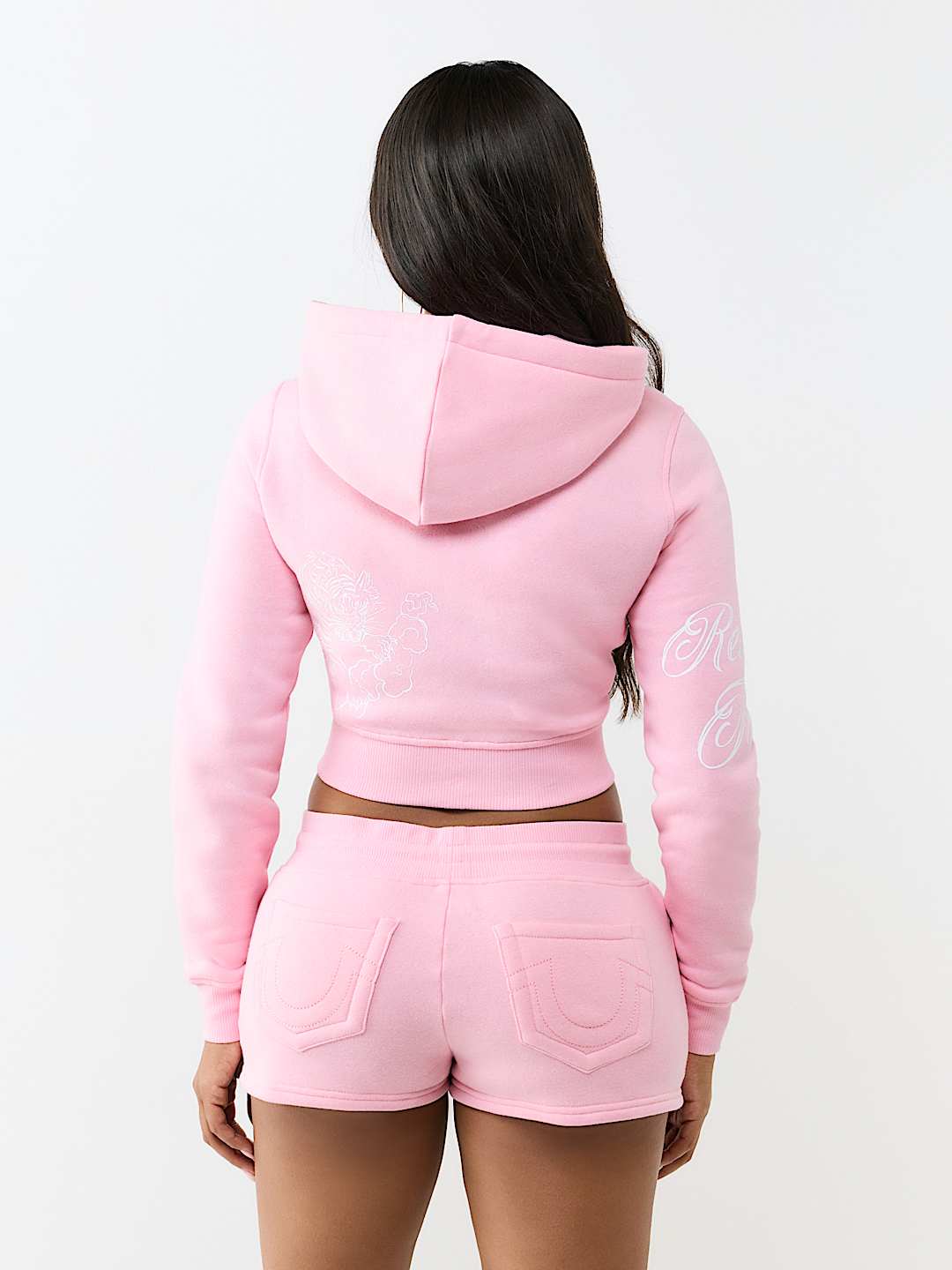 EMBROIDERED TIGER SHRUNKEN ZIP HOODIE