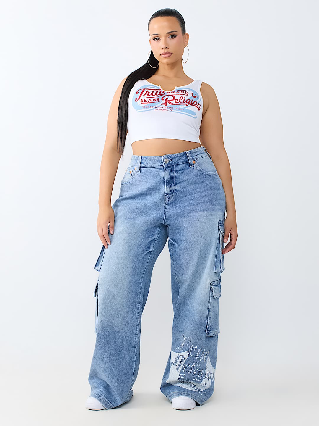PLUS BOBBI MID RISE BAGGY CARGO JEAN