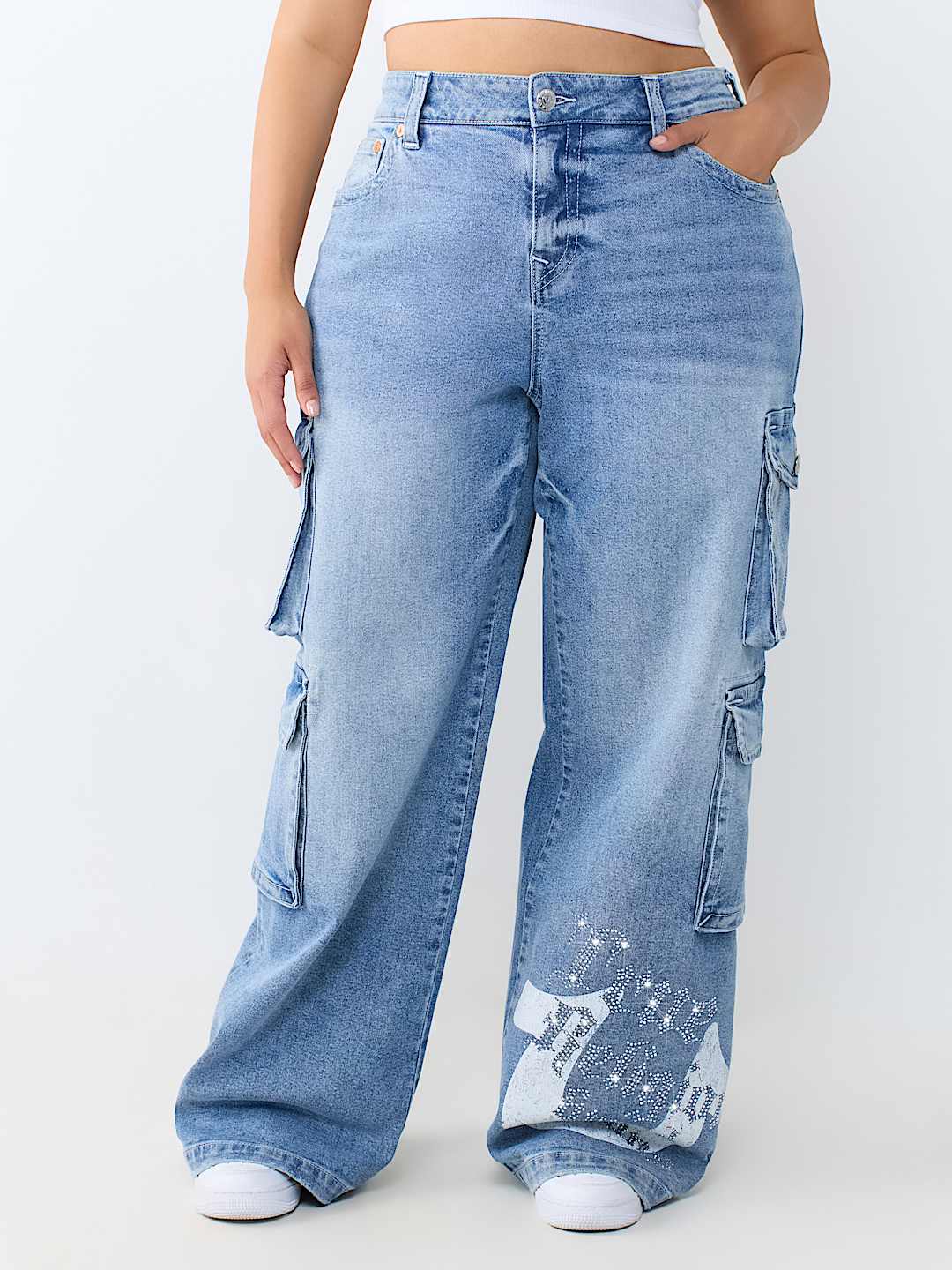 PLUS BOBBI MID RISE BAGGY CARGO JEAN