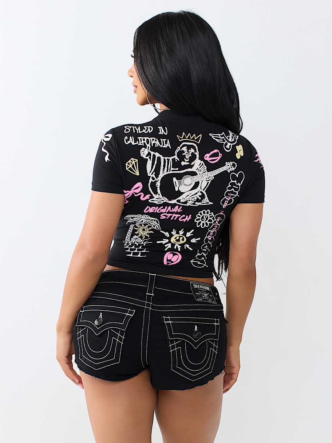 SKETCHED ALLOVER PRINT LOGO BABY TEE