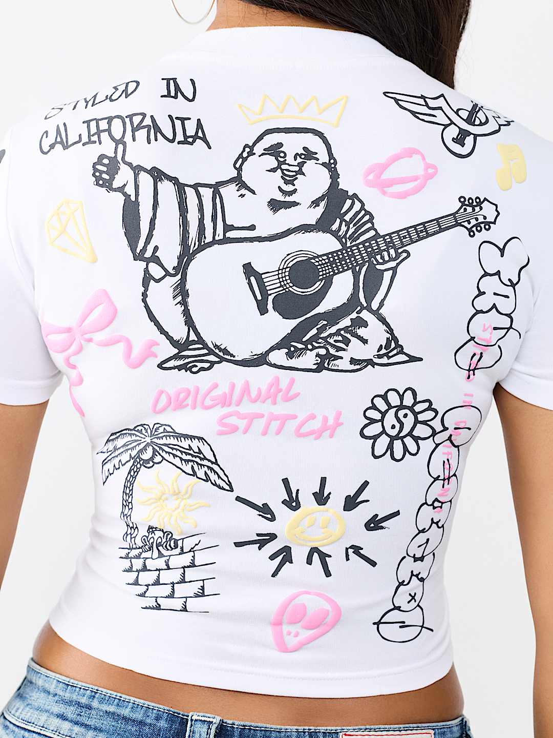 SKETCHED ALLOVER PRINT LOGO BABY TEE