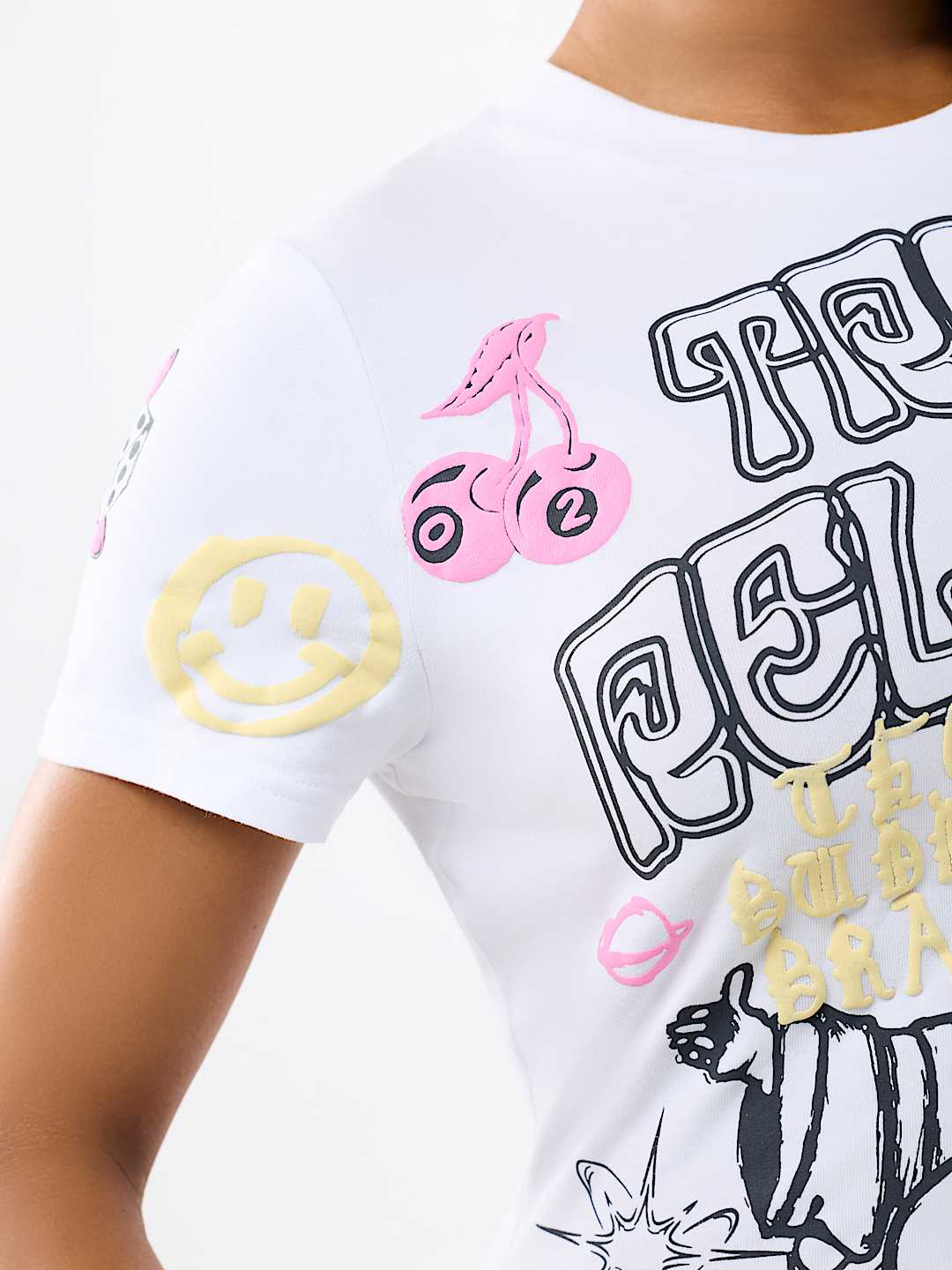 SKETCHED ALLOVER PRINT LOGO BABY TEE
