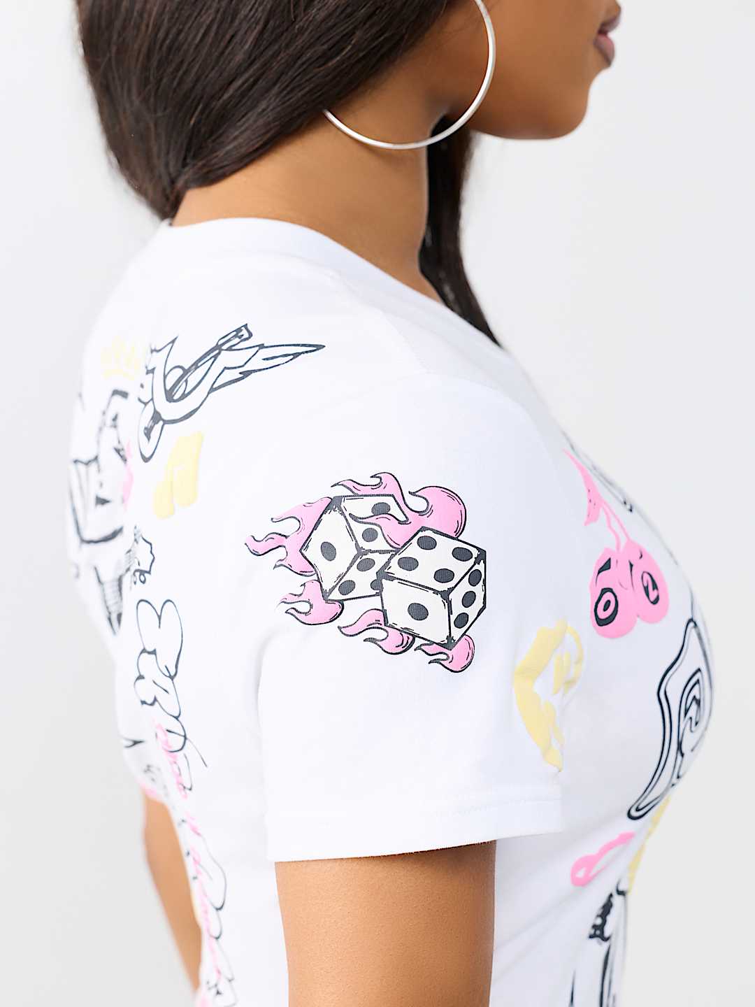 SKETCHED ALLOVER PRINT LOGO BABY TEE