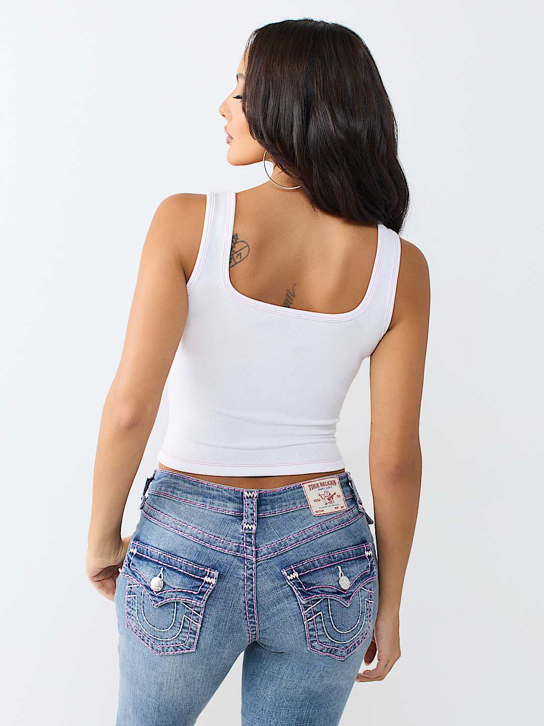 CAMISETA SIN MANGAS ACANALADA CONTRASTANTE