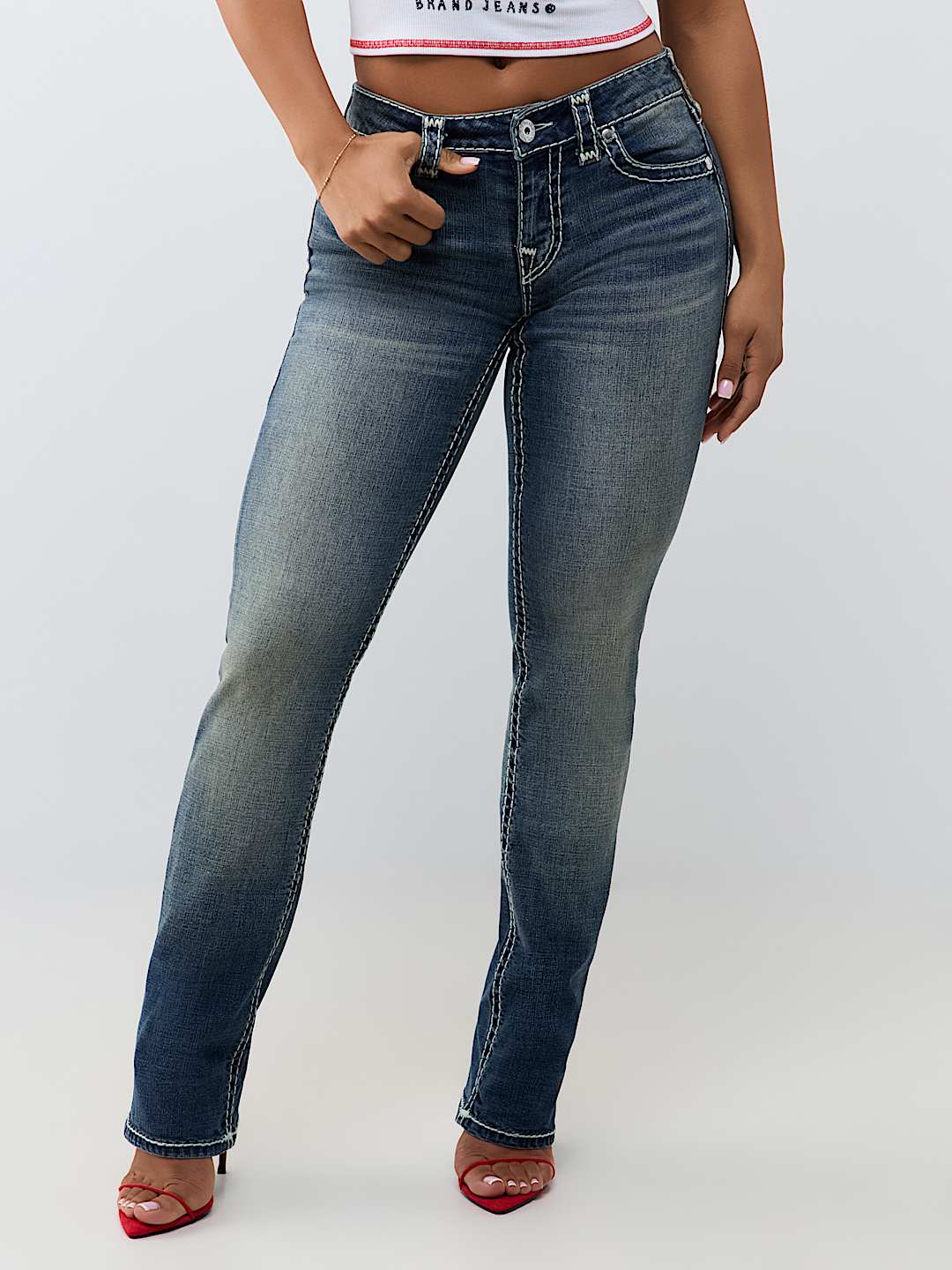 BILLIE MID RISE BUDDHA POCKET SUPER T STRAIGHT JEAN