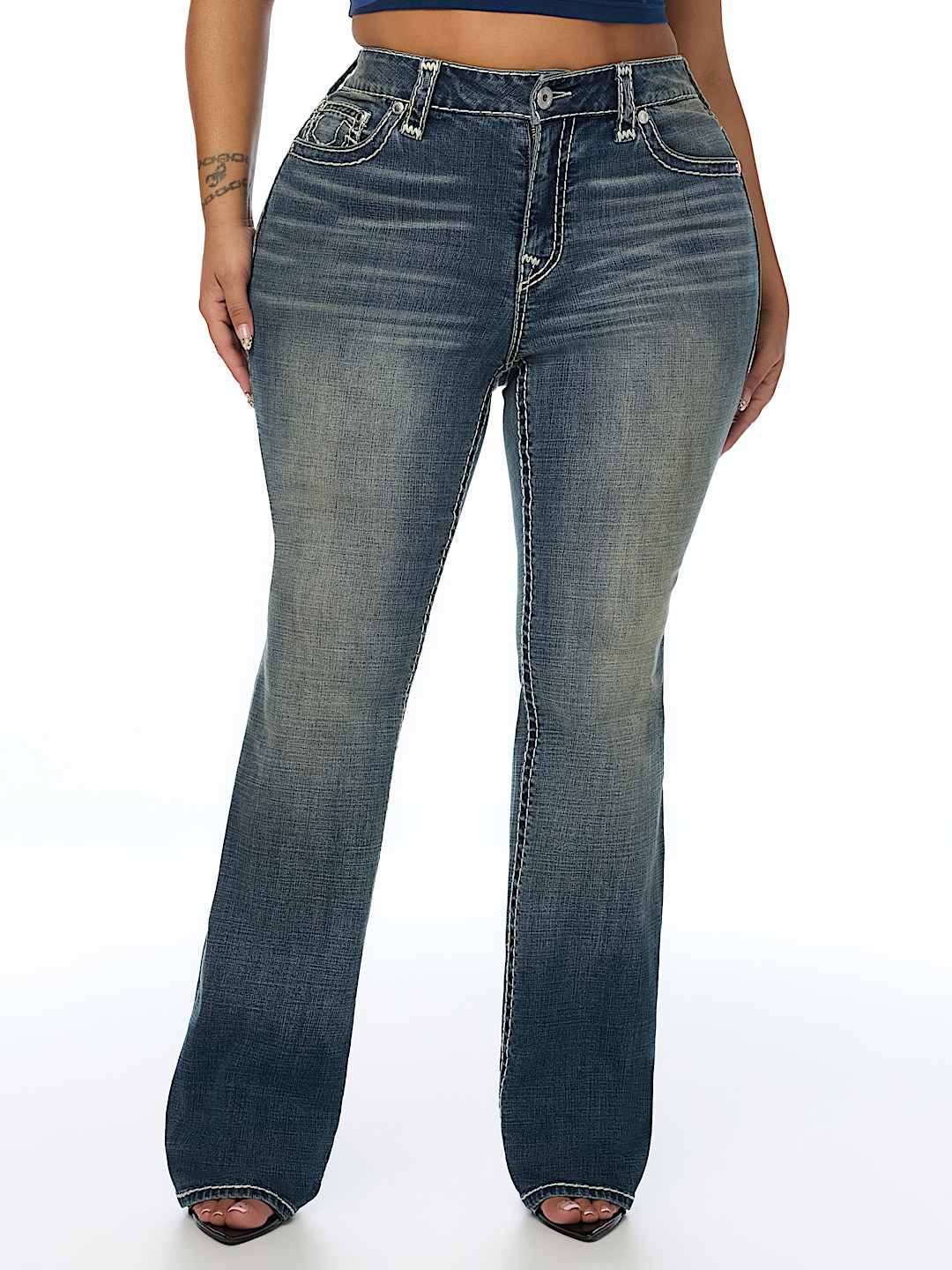 PLUS BILLIE MID RISE BUDDHA POCKET SUPER T STRAIGHT JEAN