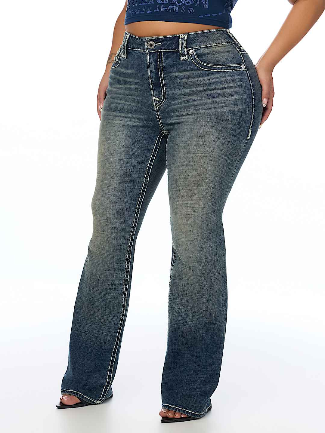 PLUS BILLIE MID RISE BUDDHA POCKET SUPER T STRAIGHT JEAN