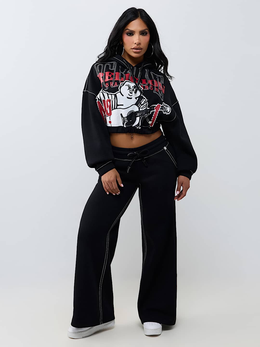 BECCA MID RISE BIG T CARGO BOOTCUT SWEATPANT