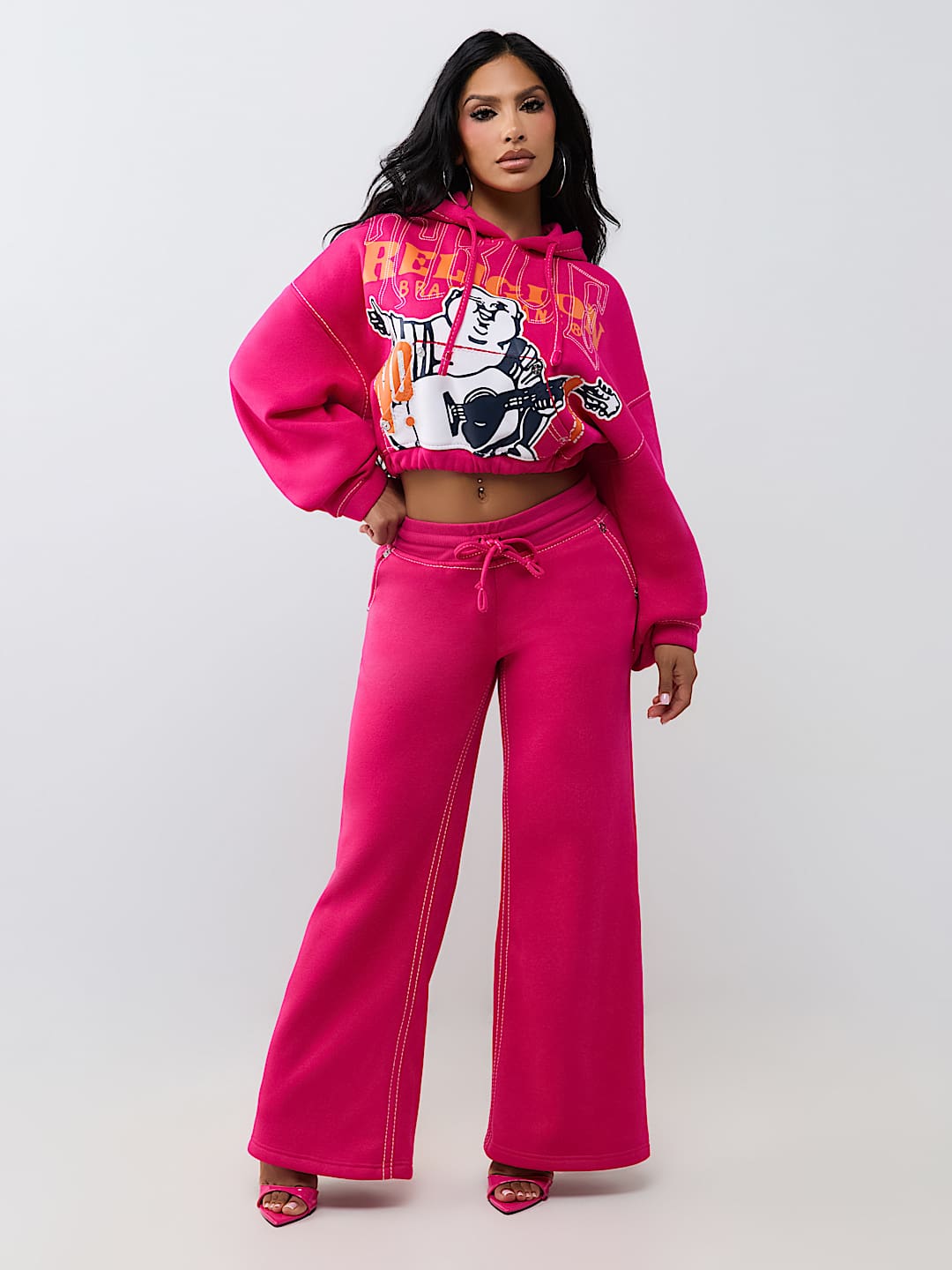 BECCA MID RISE BIG T CARGO BOOTCUT SWEATPANT