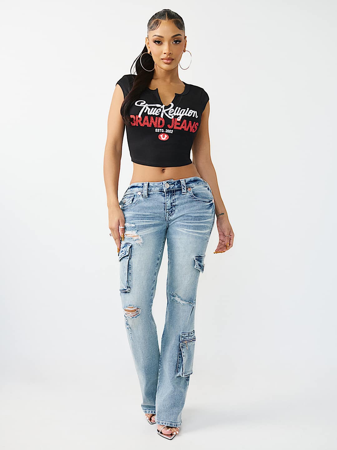 CRYSTAL LOGO NOTCHED RIBBED BABY TEE, image 3