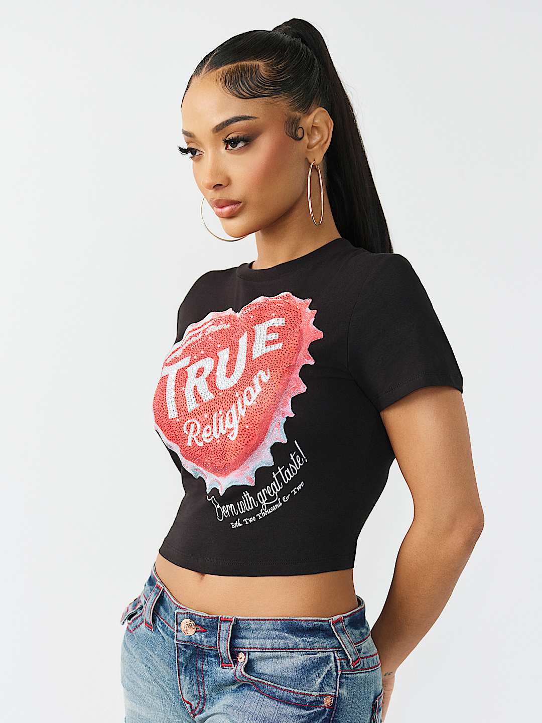 CAMISETA CORTA HEART CON CUELLO REDONDO, image 4