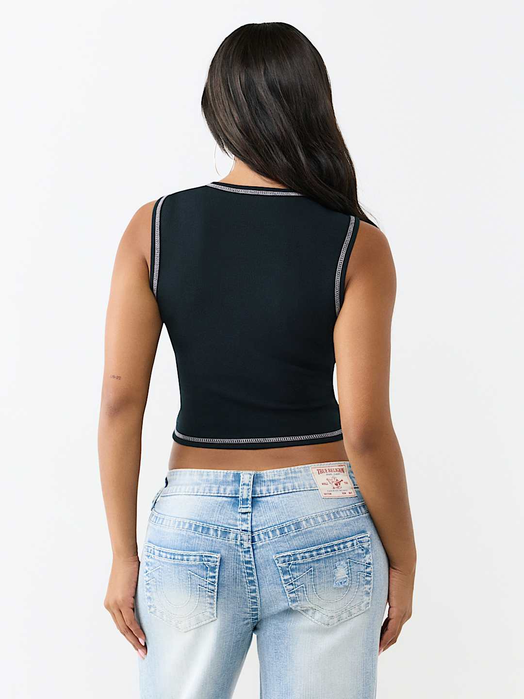 CRYSTAL J'ADORE RIBBED CREW TANK TOP, image 5