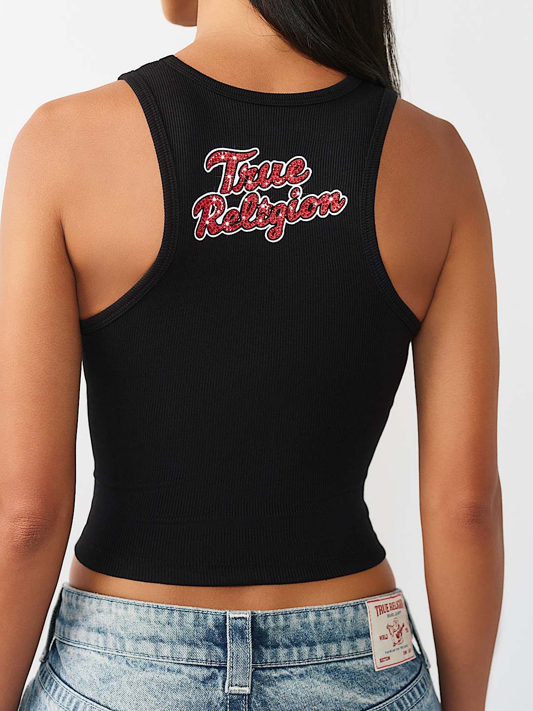 CRYSTAL SPORTY RIBBED TANK TOP, image 2